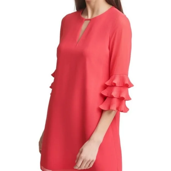 Vince Camuto | Dresses | Vince Camuto Womens Chiffon Float Shift Dress With  Pleated Sleeves | Poshmark